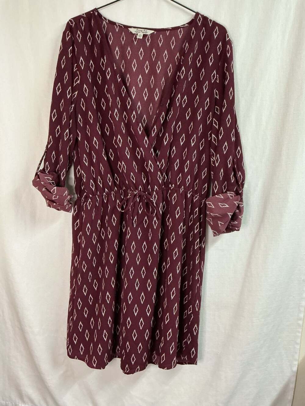 Krazy Kat Burgundy Diamond Print Wrap Dress Size XL